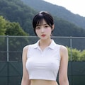 へそ出し女テニ 2枚目