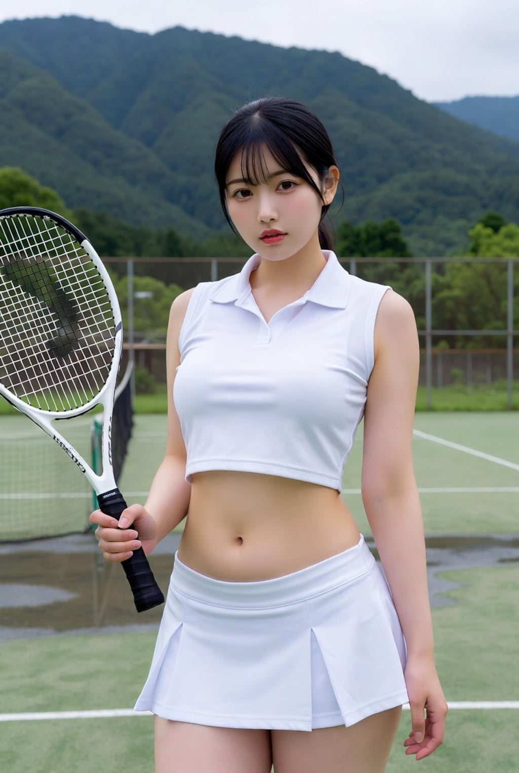 へそ出し女テニ