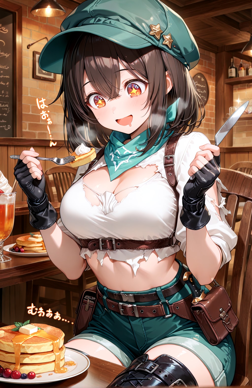 パンケーキにご満悦