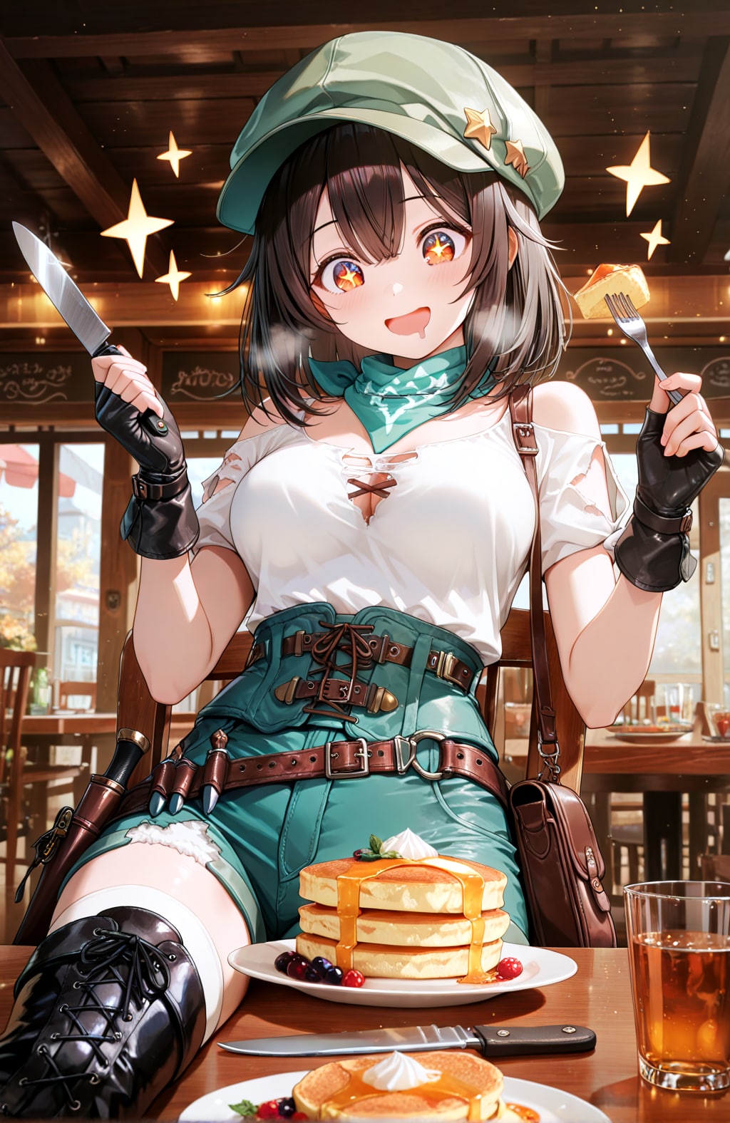 パンケーキにご満悦