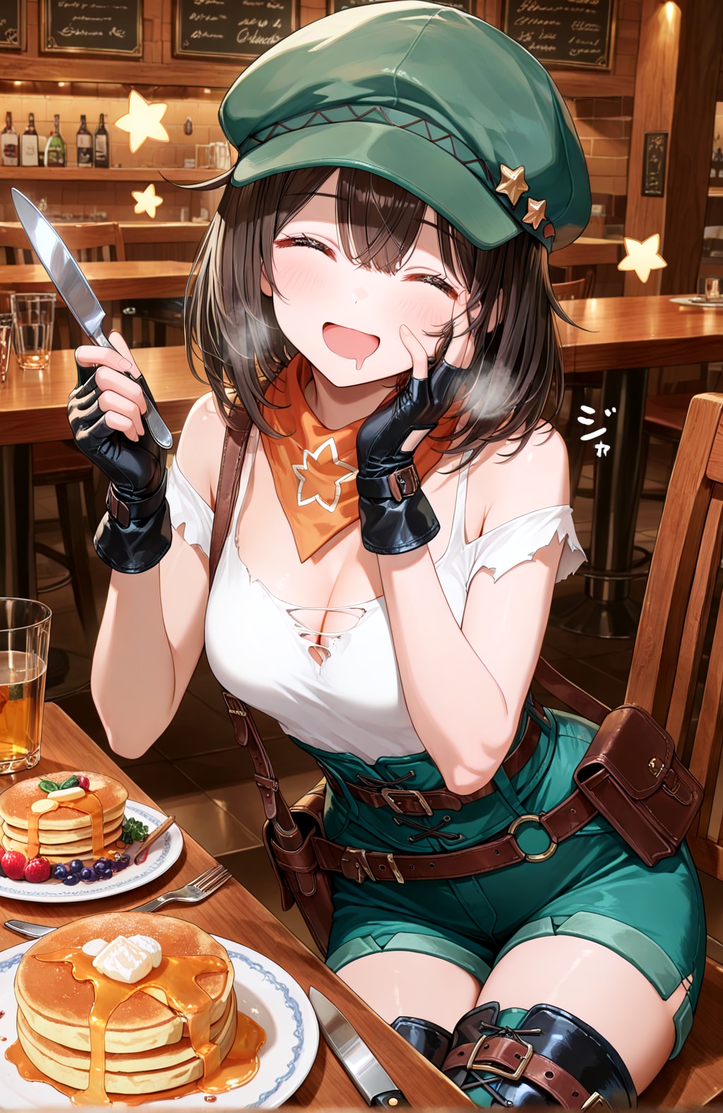 パンケーキにご満悦