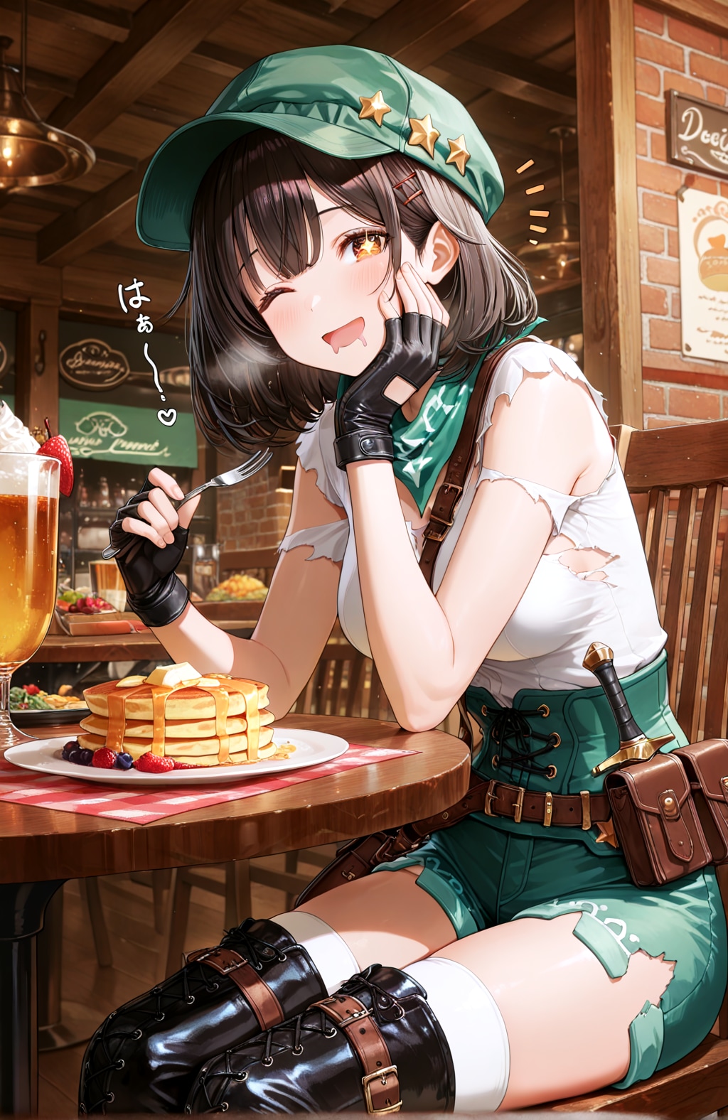 パンケーキにご満悦