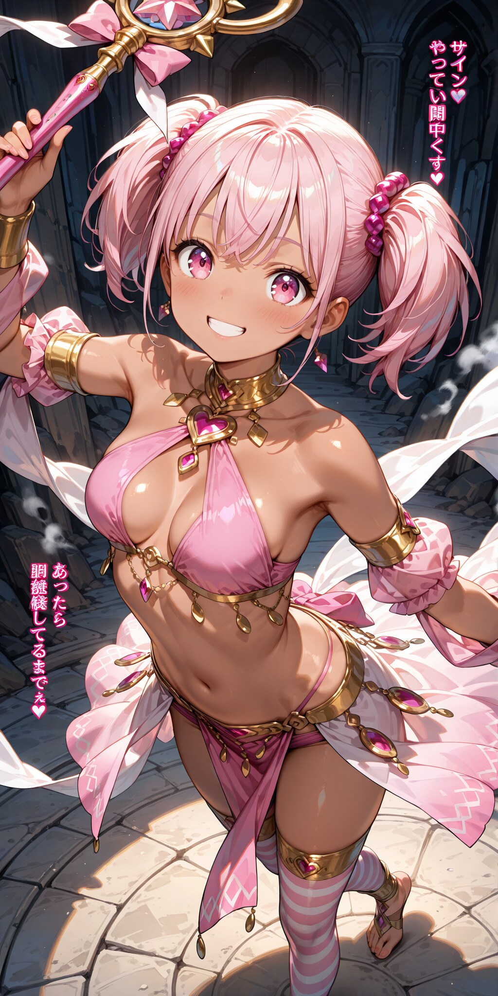 ピンク髪ツインテール (縦長)