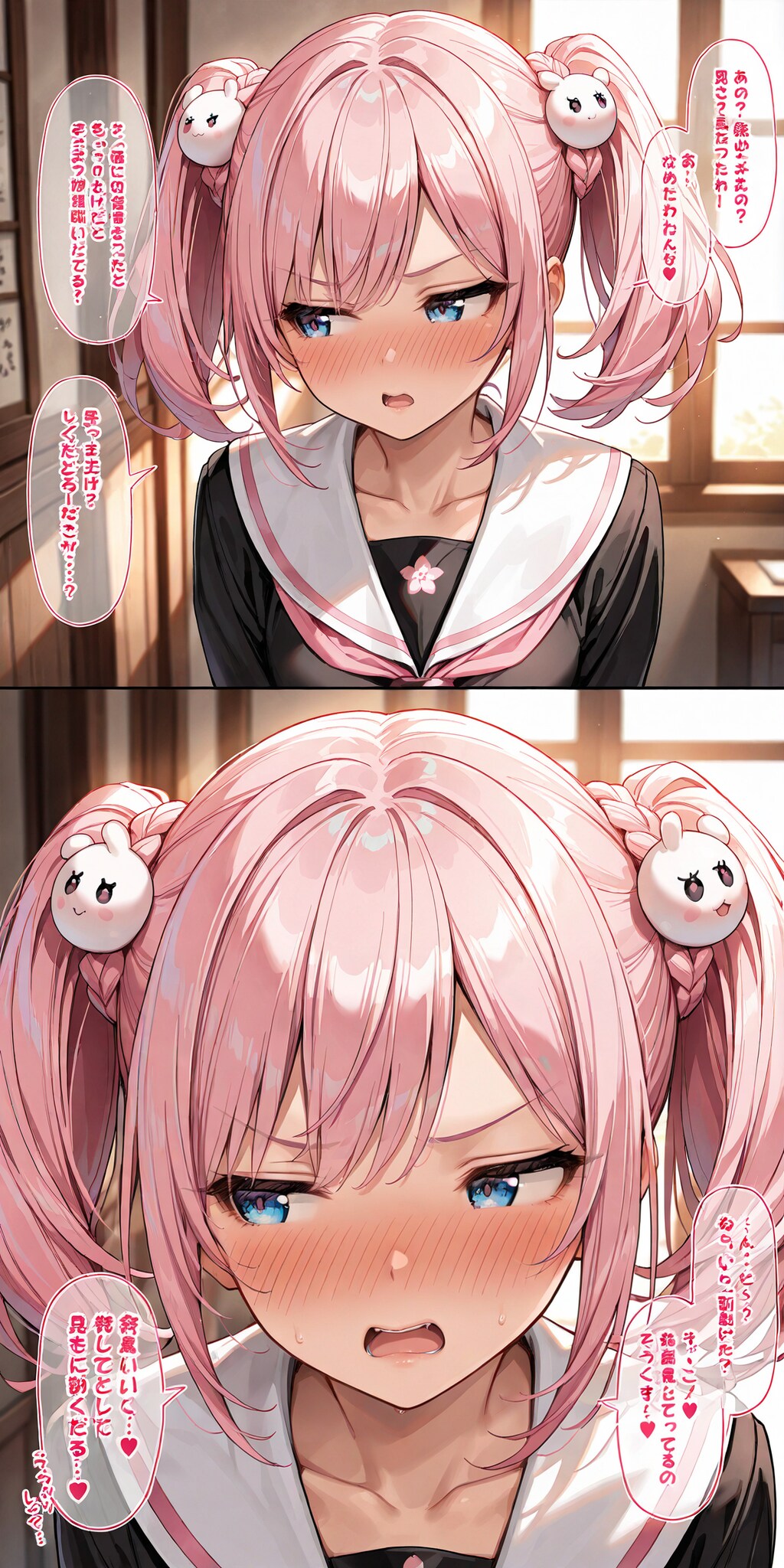 ピンク髪ツインテール (縦長)