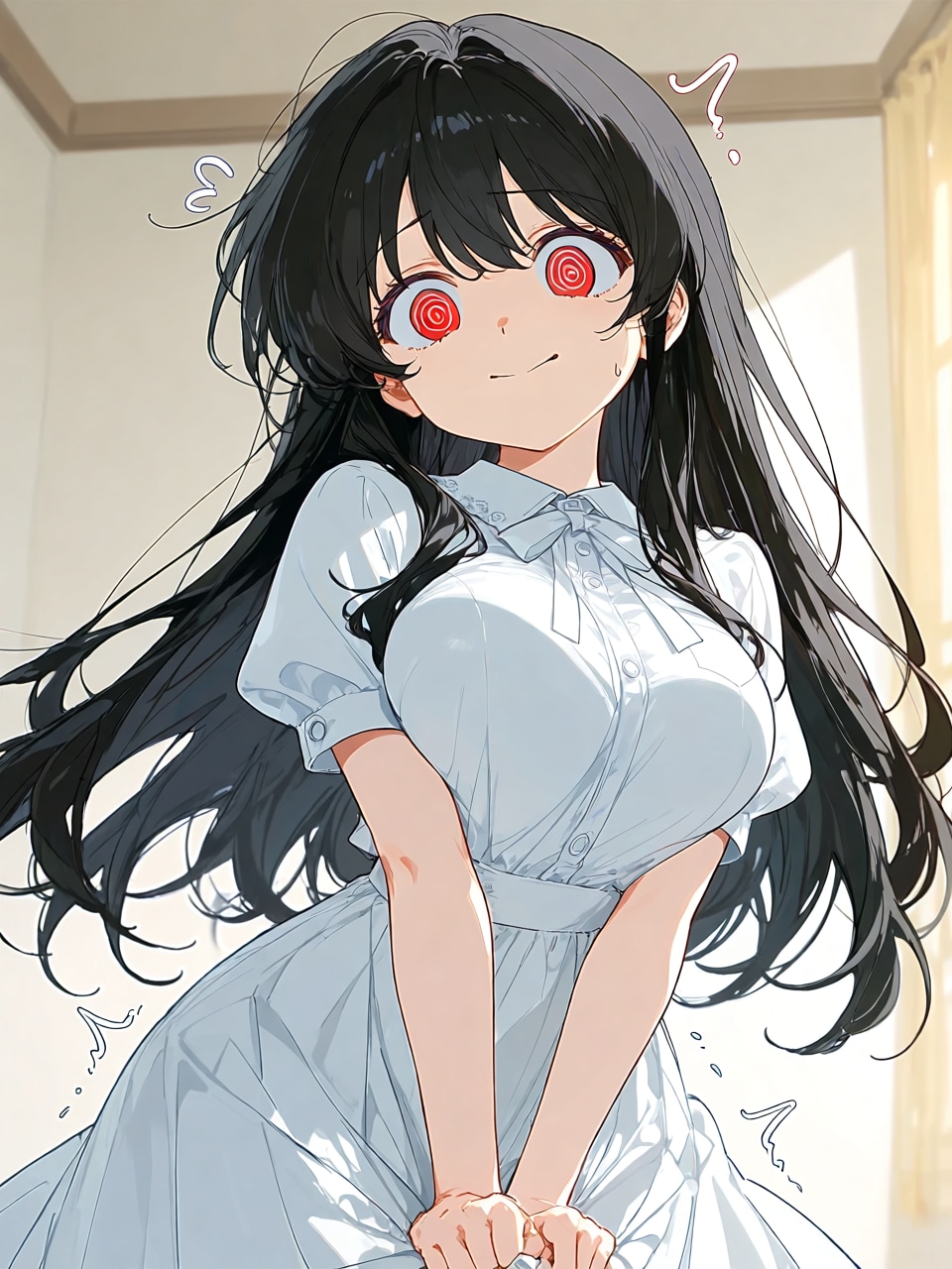 グルグル目の黒髪少女