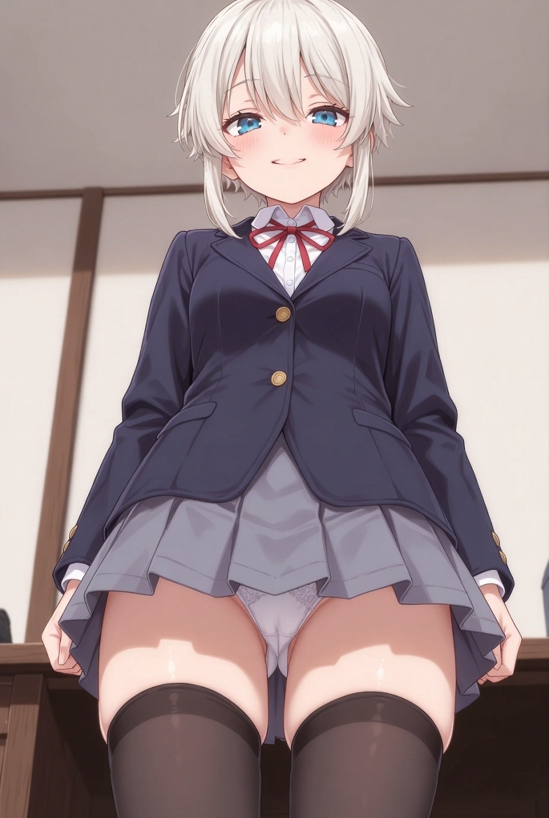 白髪少女のパンチラ