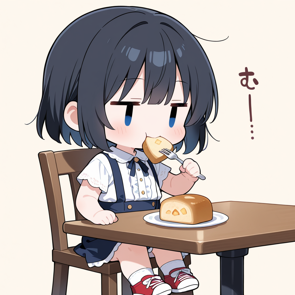 パウンドケーキを食べる