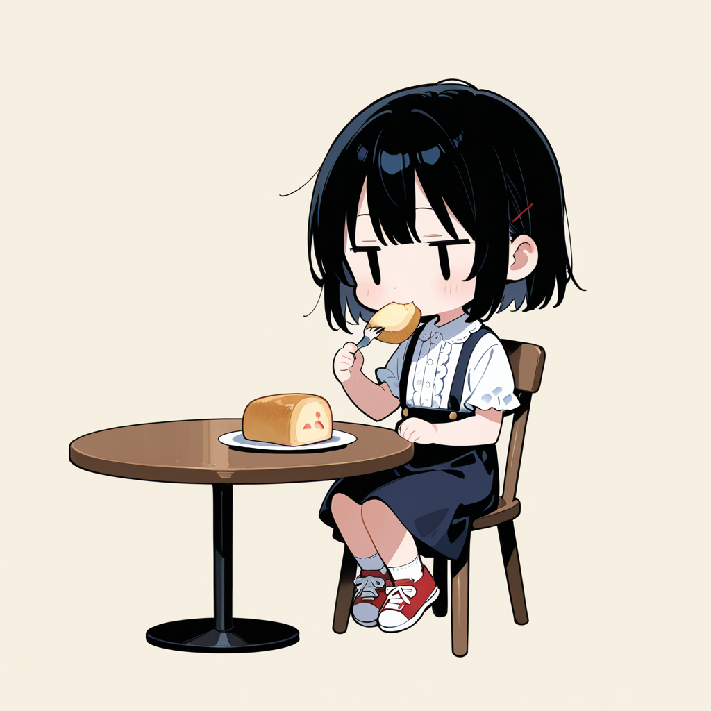 パウンドケーキを食べる