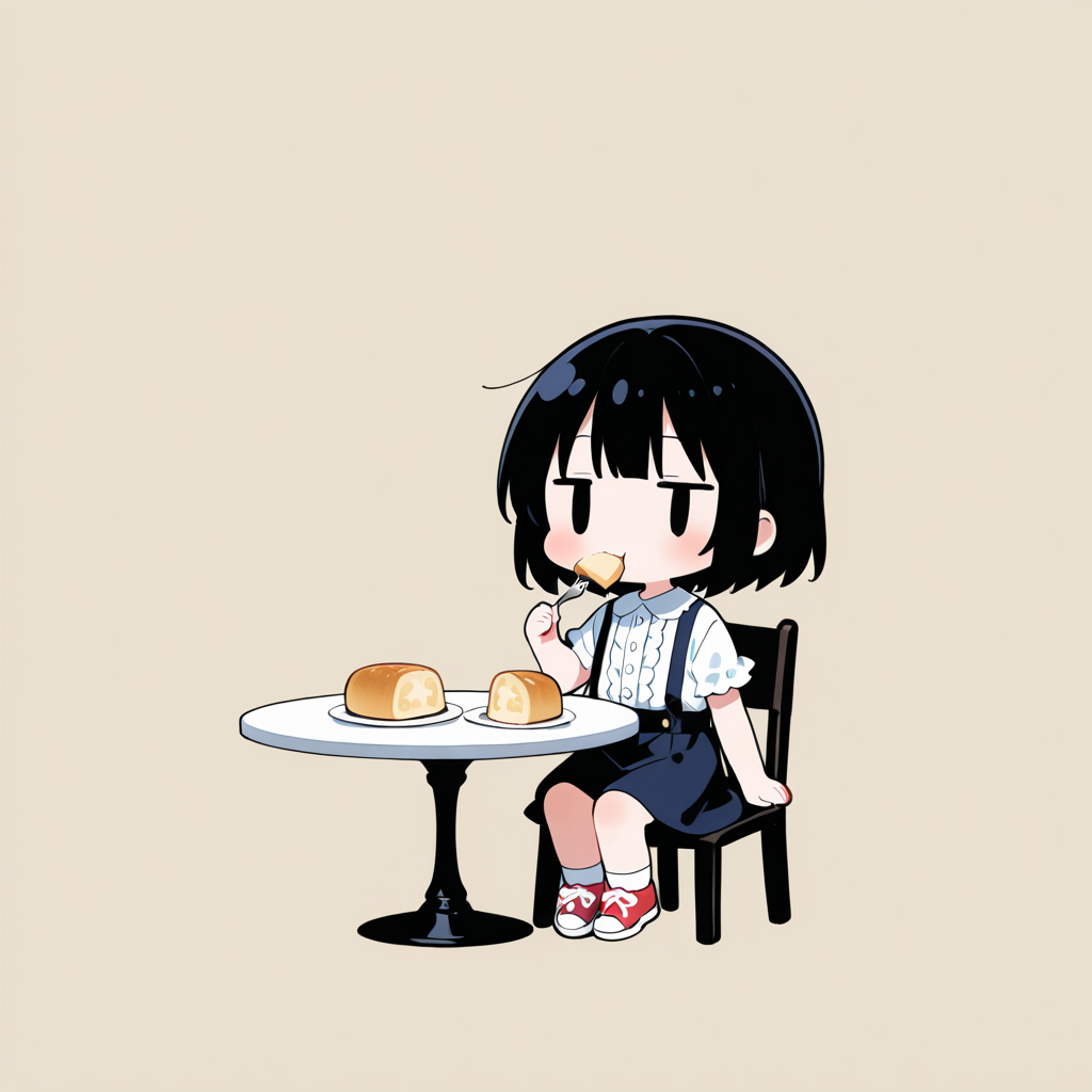 パウンドケーキを食べる