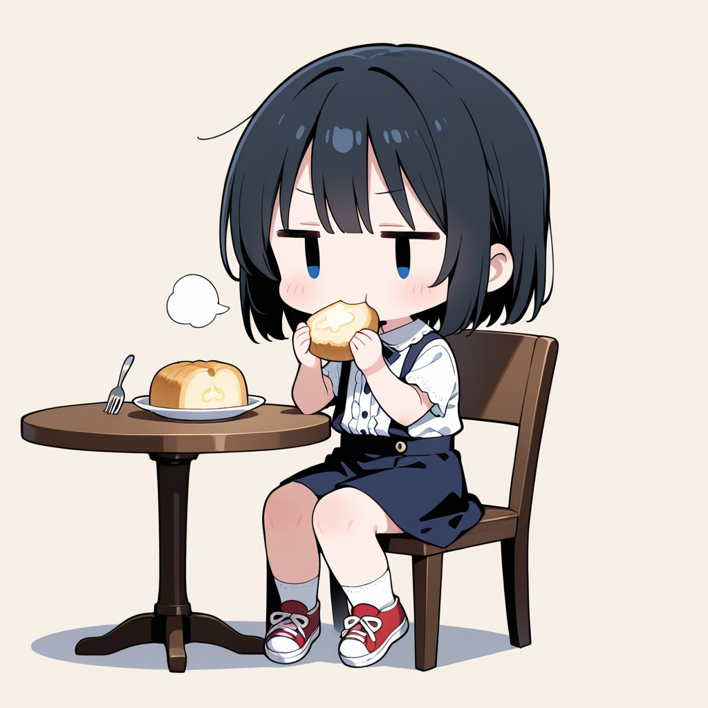 パウンドケーキを食べる