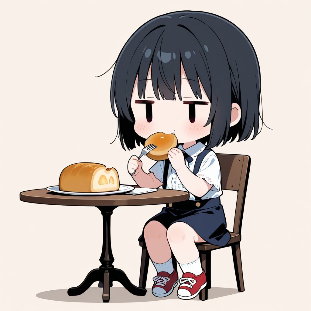 パウンドケーキを食べる