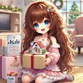クリスマスプレゼントを喜ぶ小さな女の子 3枚目