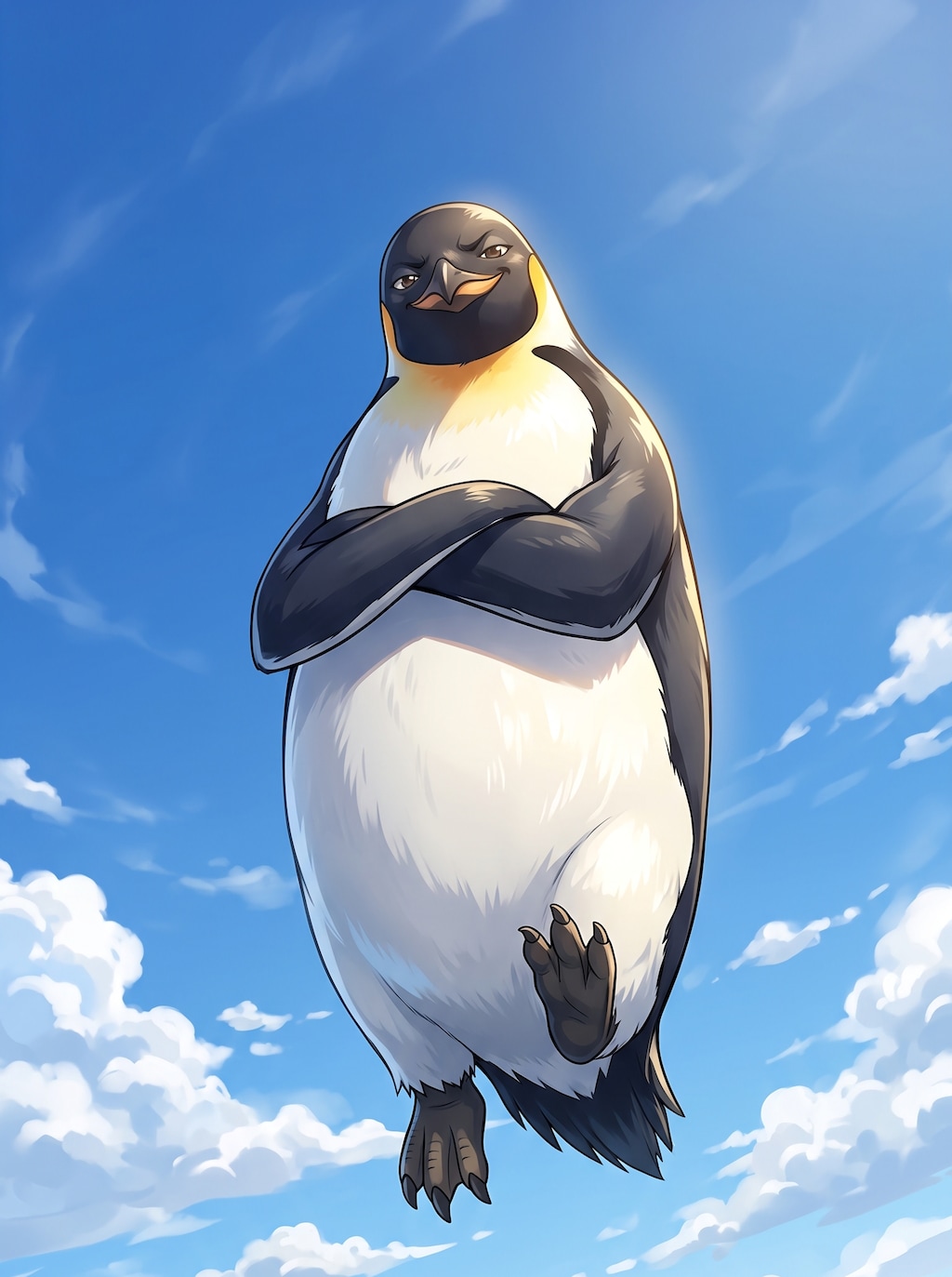 "練"で飛ぶペンギン