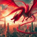 新宿上空を旋回する赤いドラゴン 4枚目