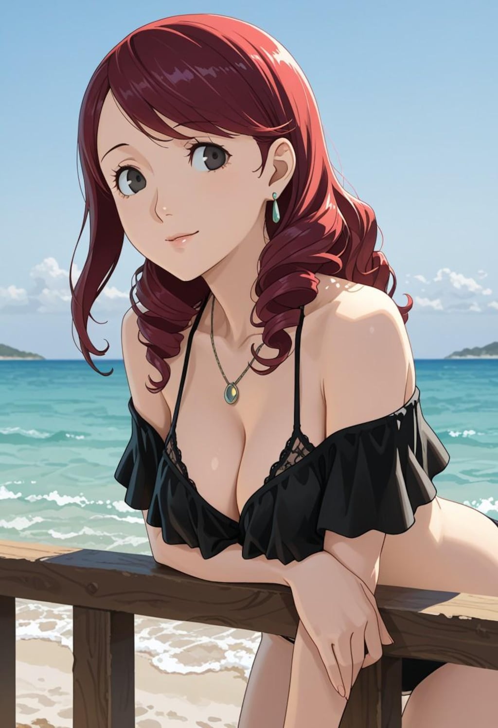 海辺でひとり。