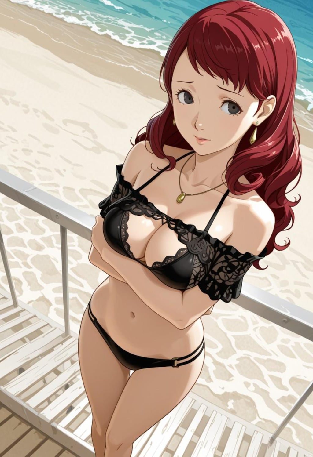 海辺でひとり。