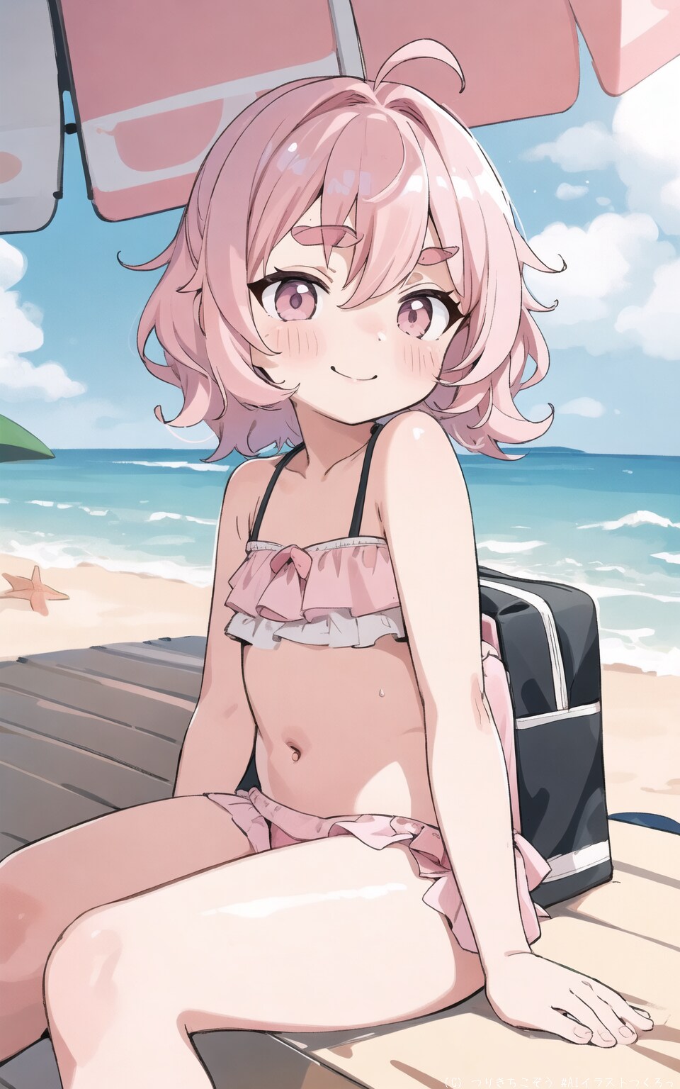 せ〜んぱい、おニューの水着、似合ってますか？〜おとこの娘、コータ