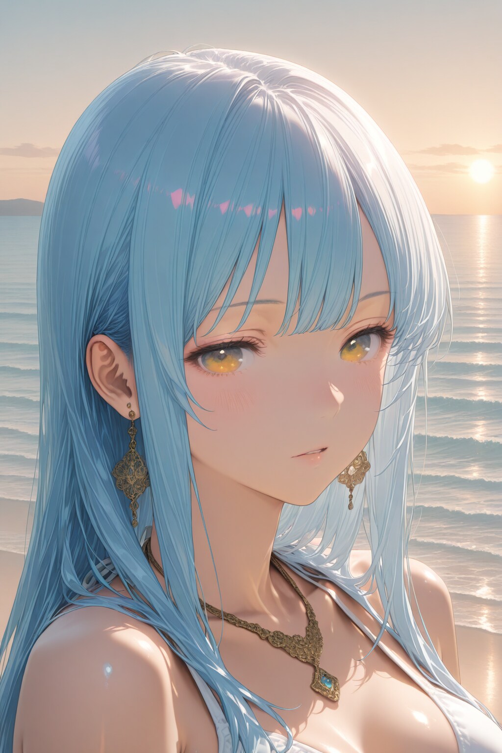 水着少女と海