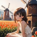 風車とチューリップ 10枚目