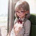 電車で痴女ロリメガネ 4枚目