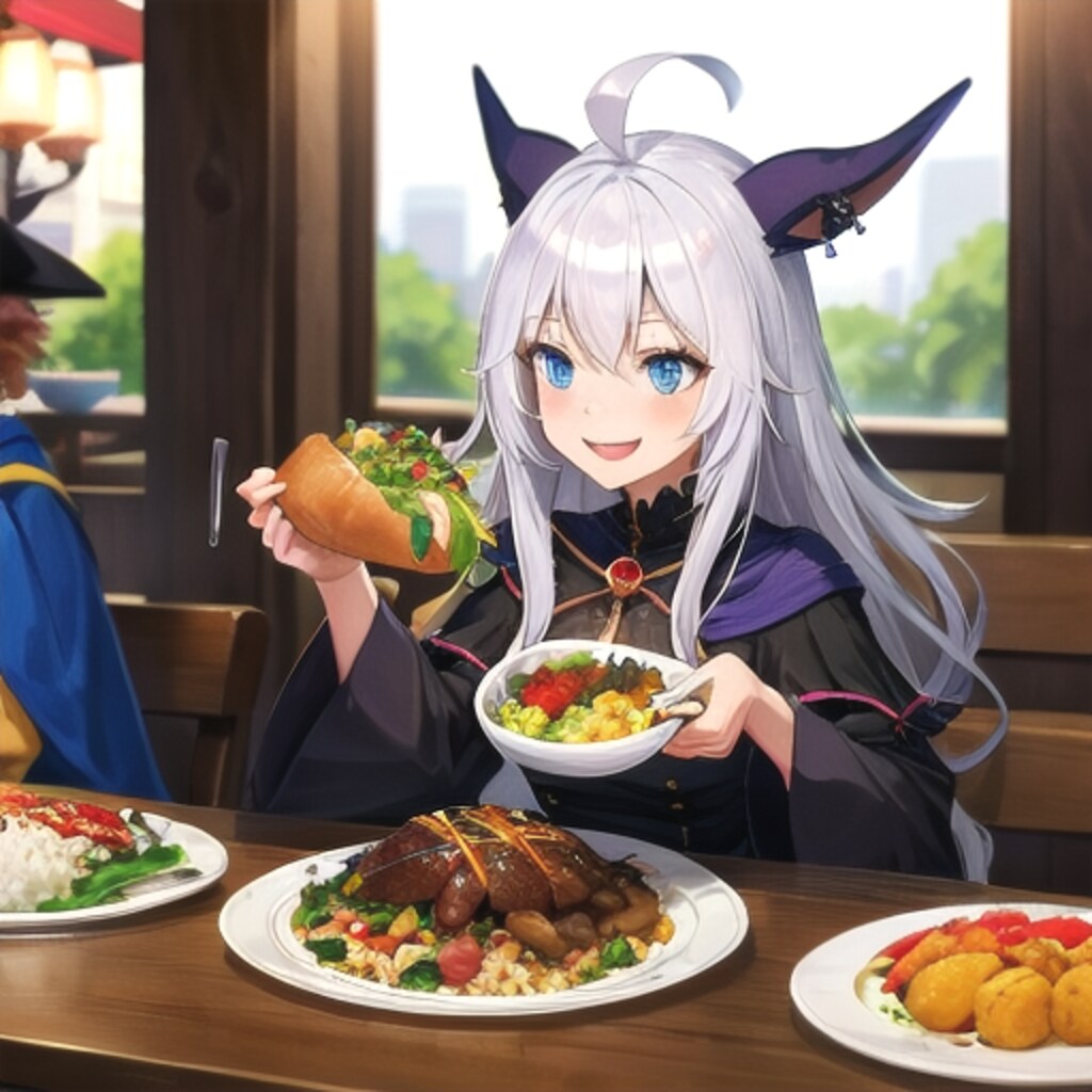 角つきイレイナ食事中