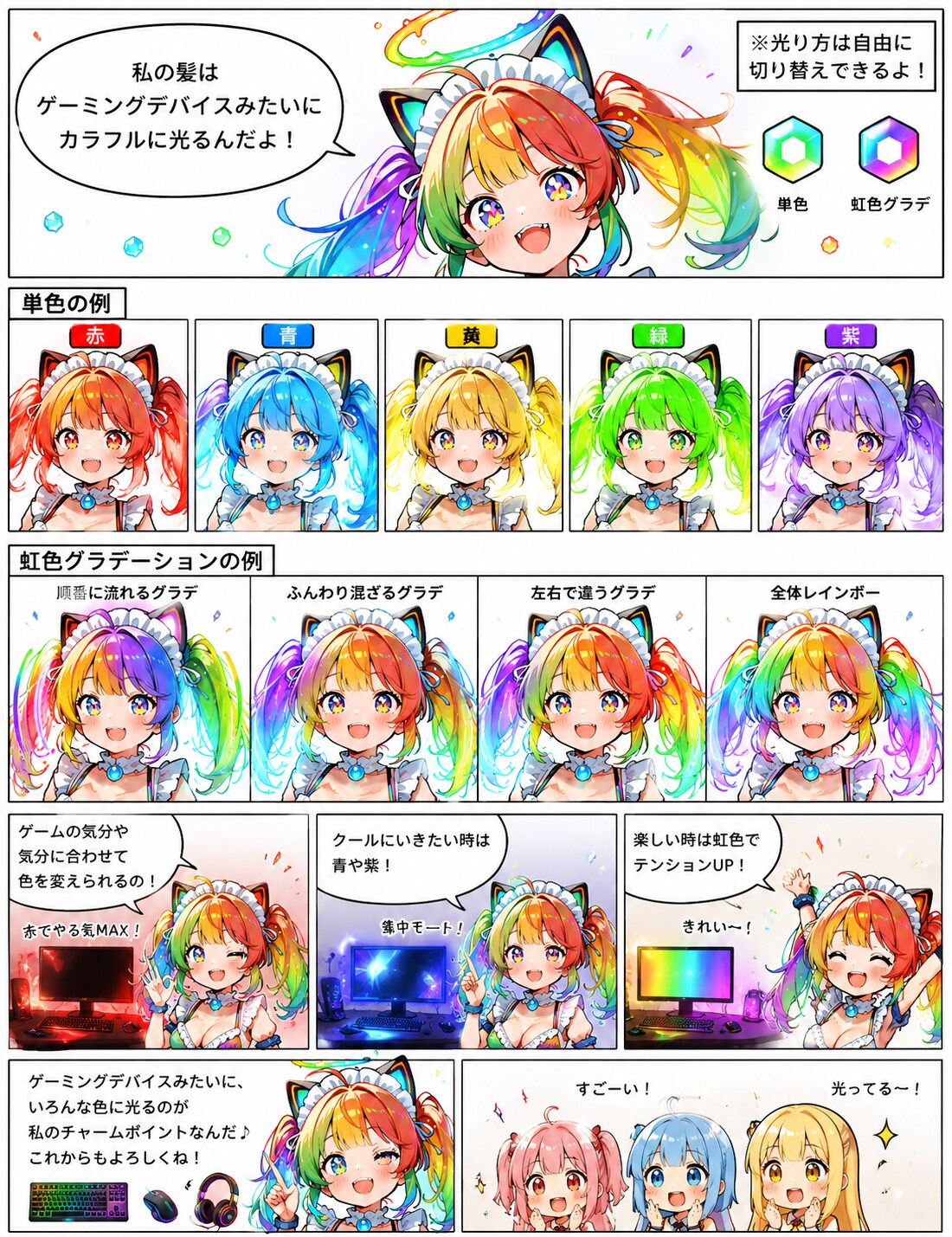 いしころちゃんの虹色髪設定