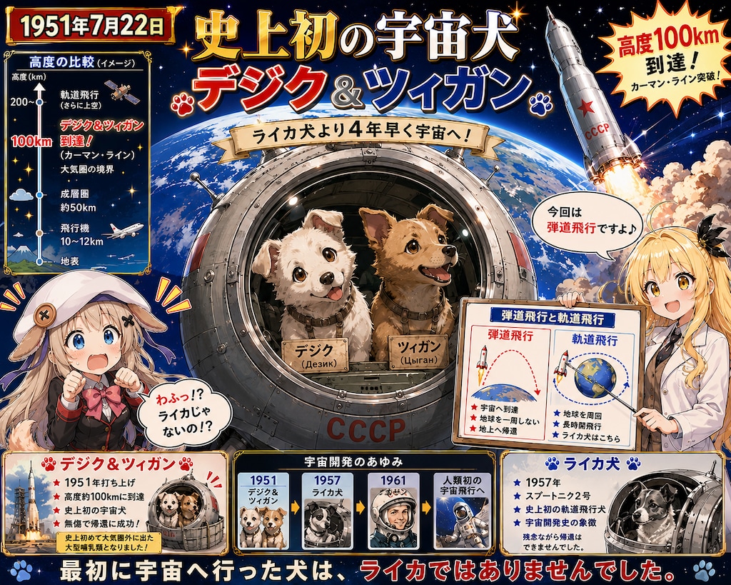 7月22日は宇宙犬が初めて宇宙に到達した日