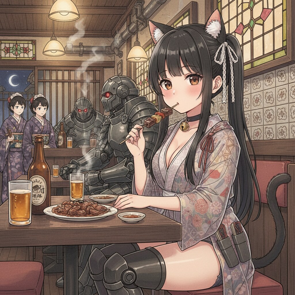 黒ツイにゃん。食べる飲む（同僚と）。