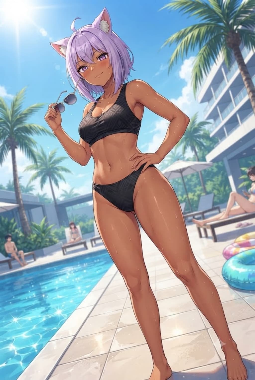 モデル立ちする日焼けギャルシス