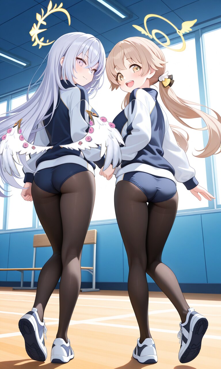 ヒフミとアズサ　寒いからタイツとジャージ4