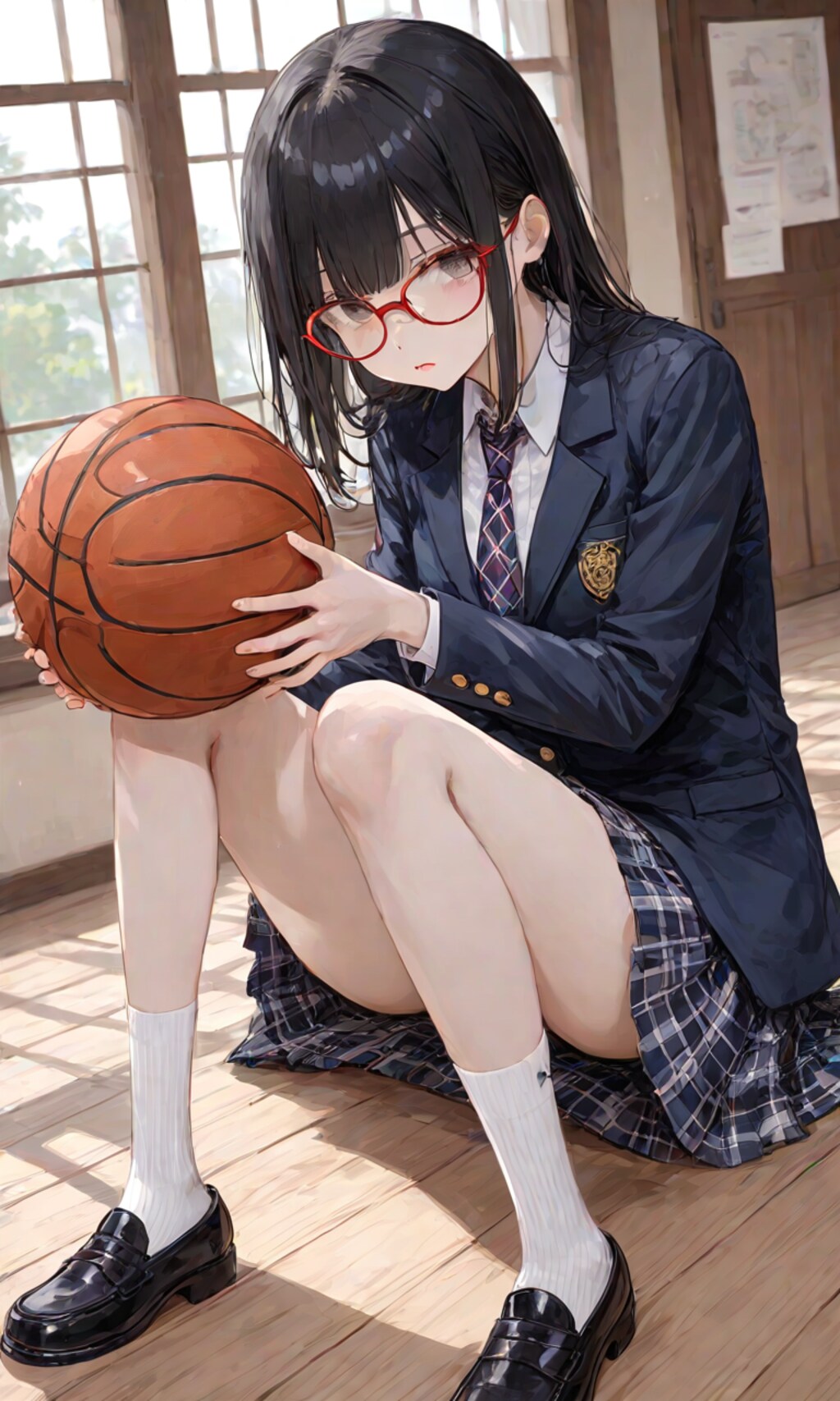 バスケットボールを抱えた子