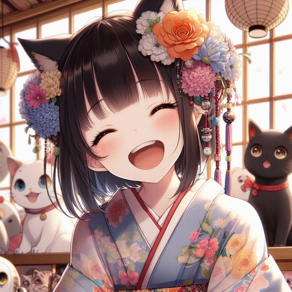 猫又ちゃん♪（Dalleのケモ耳っ娘は意外な程かわいい♪）