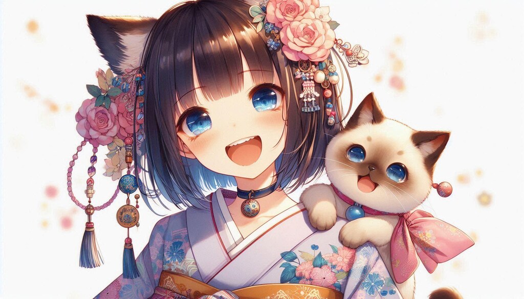 猫又ちゃん♪（Dalleのケモ耳っ娘は意外な程かわいい♪）