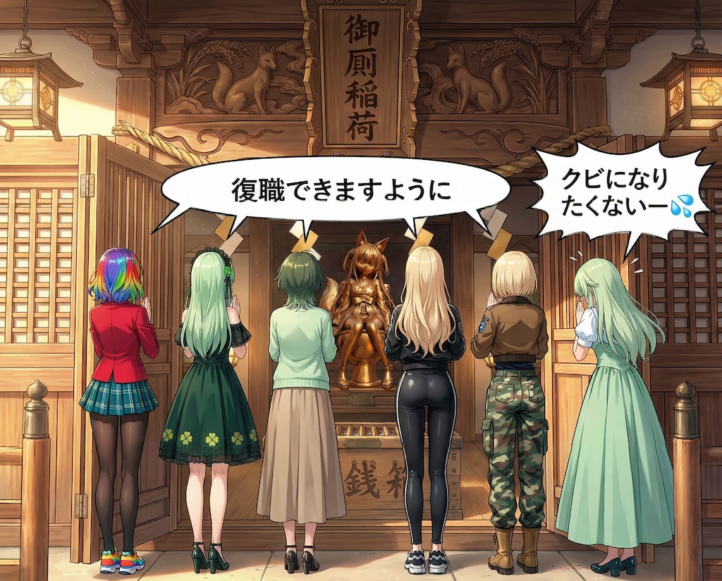 御厠稲荷でお祈りする生成機能の子達