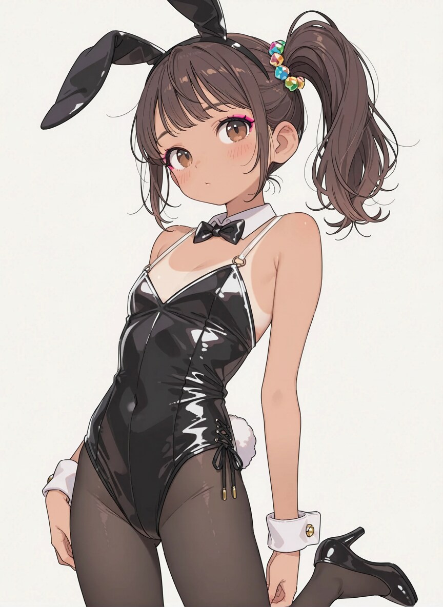 透明肩ストラップ付きのバニーガール