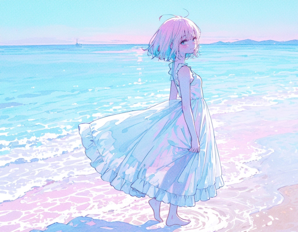 海にて