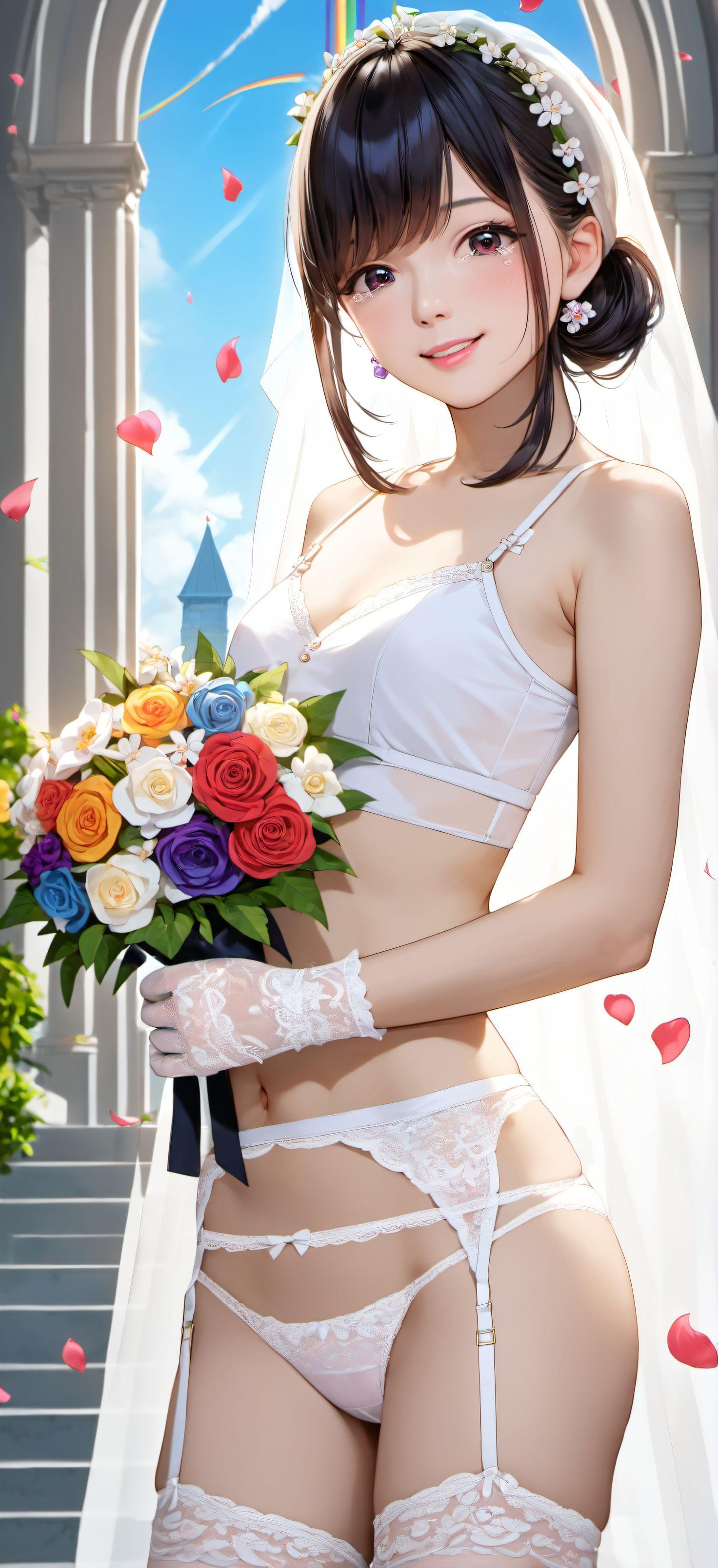 涙に濡れ何故か下着姿の花嫁 01(縦長12枚)