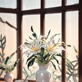 窓辺の白いユリ 3枚目