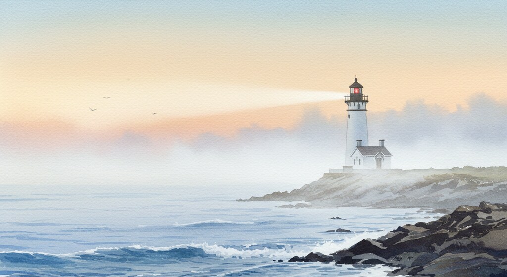 朝靄～夜明けの灯台