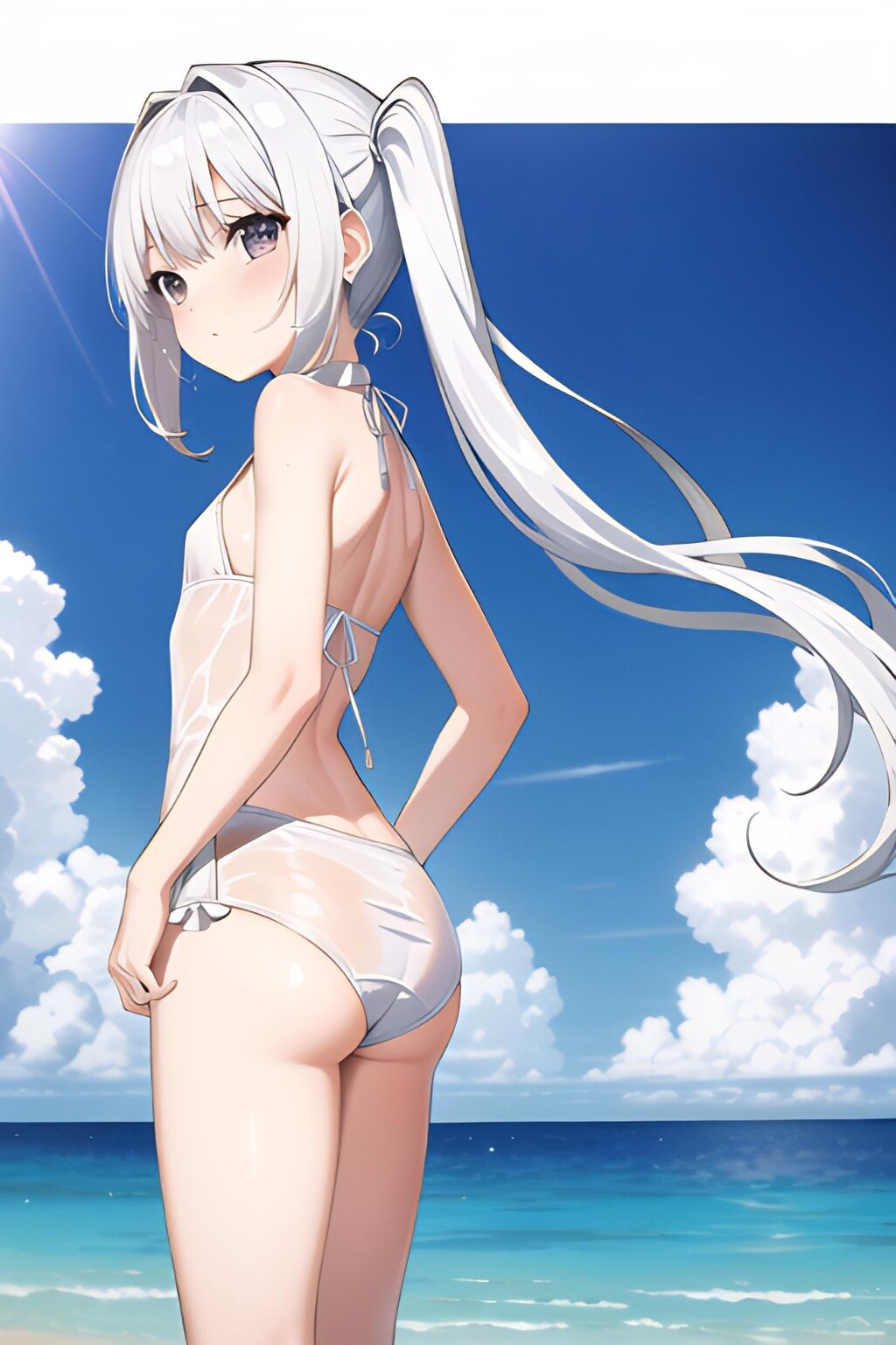 水着　後ろ姿