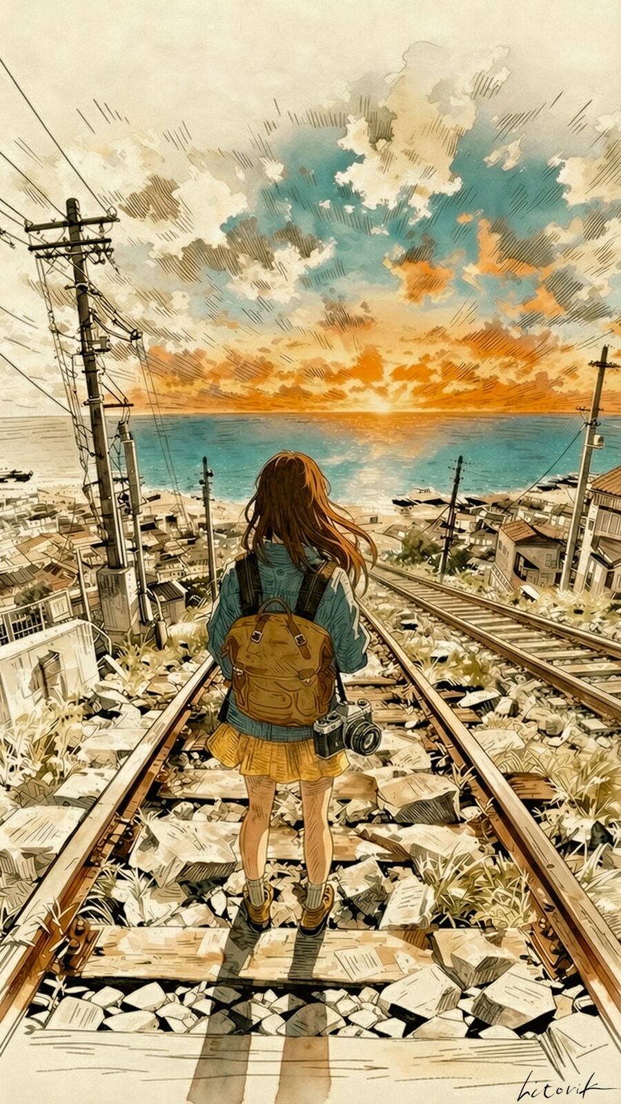 きっと、今日がいちばん綺麗な夕日／スマホ壁紙アーカイブ | の人気AIイラスト・グラビア