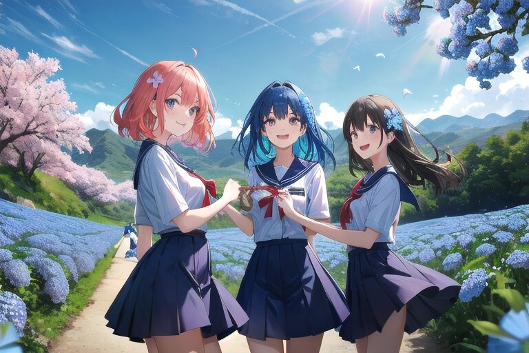 ネモフィラの丘 | の人気AIイラスト・グラビア