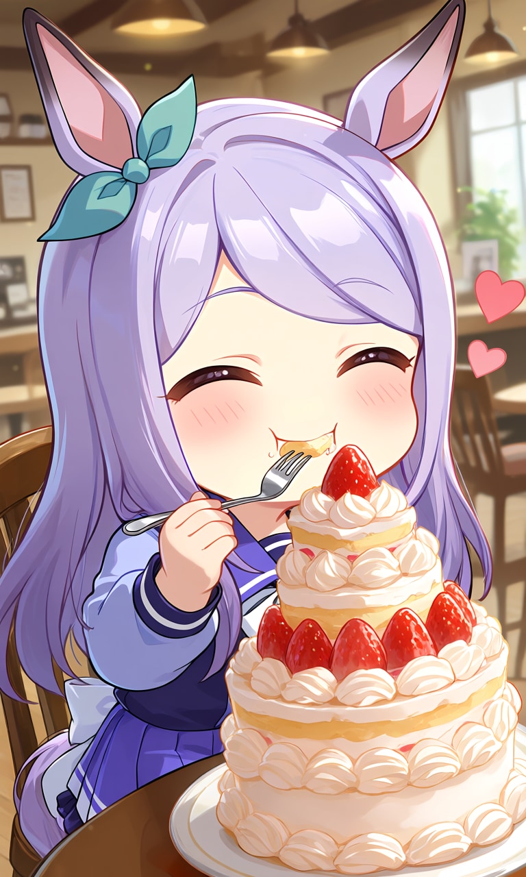 巨大ケーキを食べるメジロマックイーン | の人気AIイラスト・グラビア