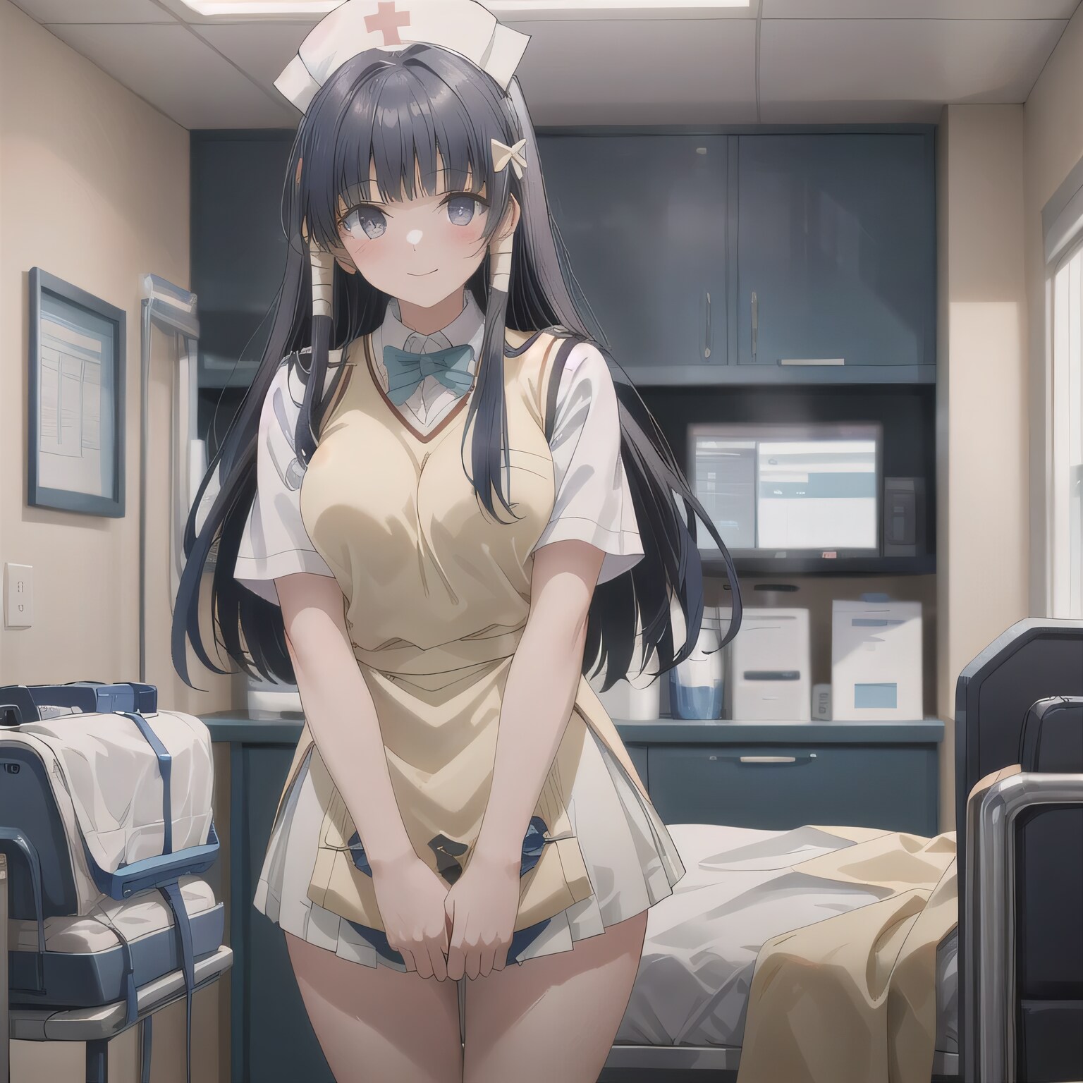 黒髪ロングで看護服の少女９ | の人気AIイラスト・グラビア