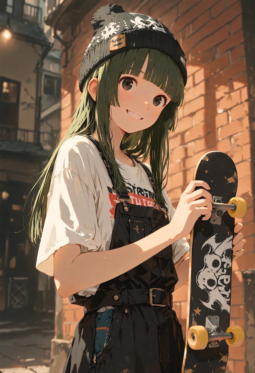 休憩中のスケボー少女