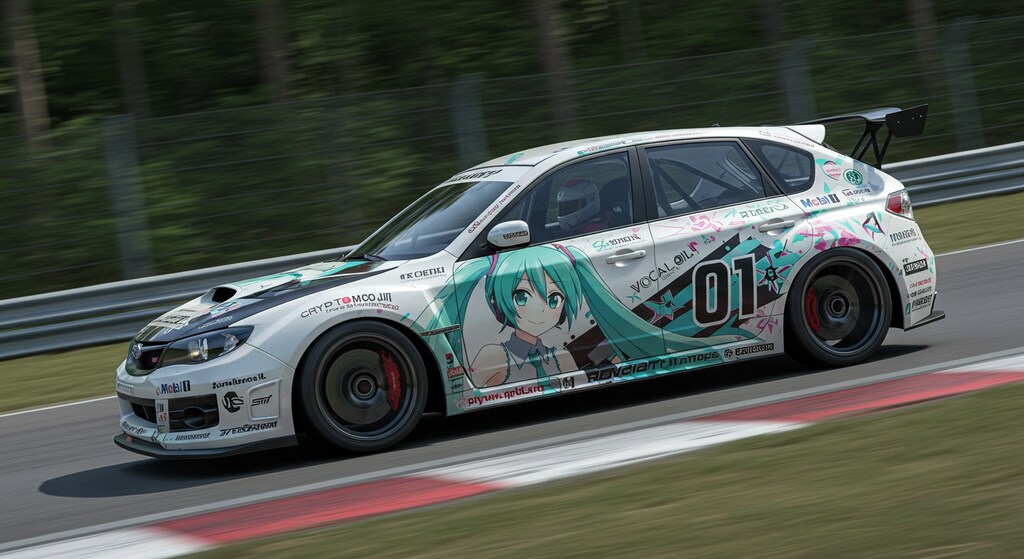 初音ミク痛車WRXレーシングカー