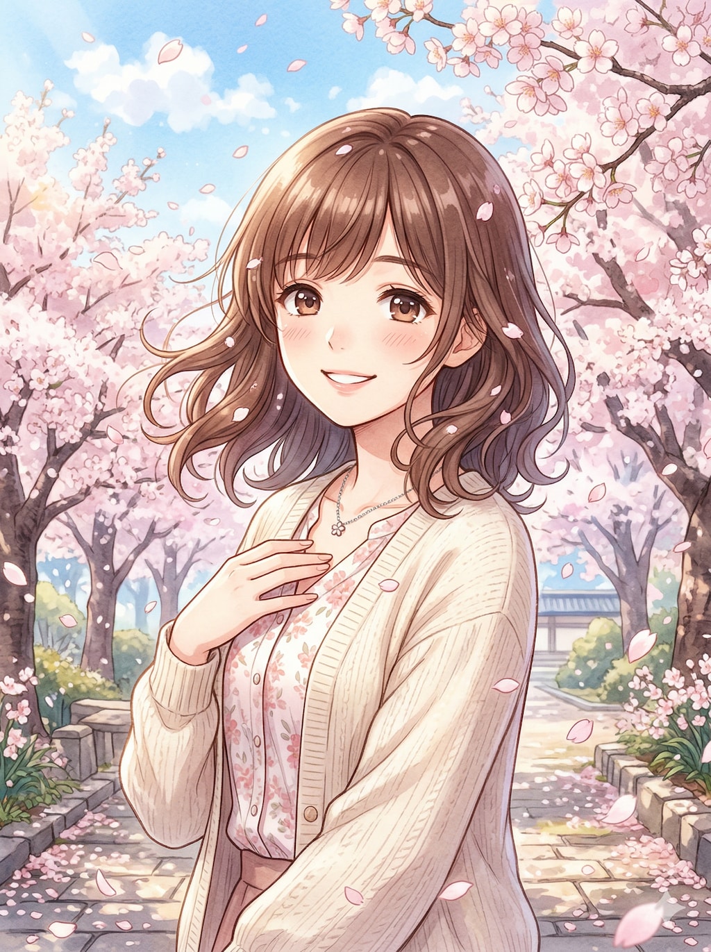 桜の女性