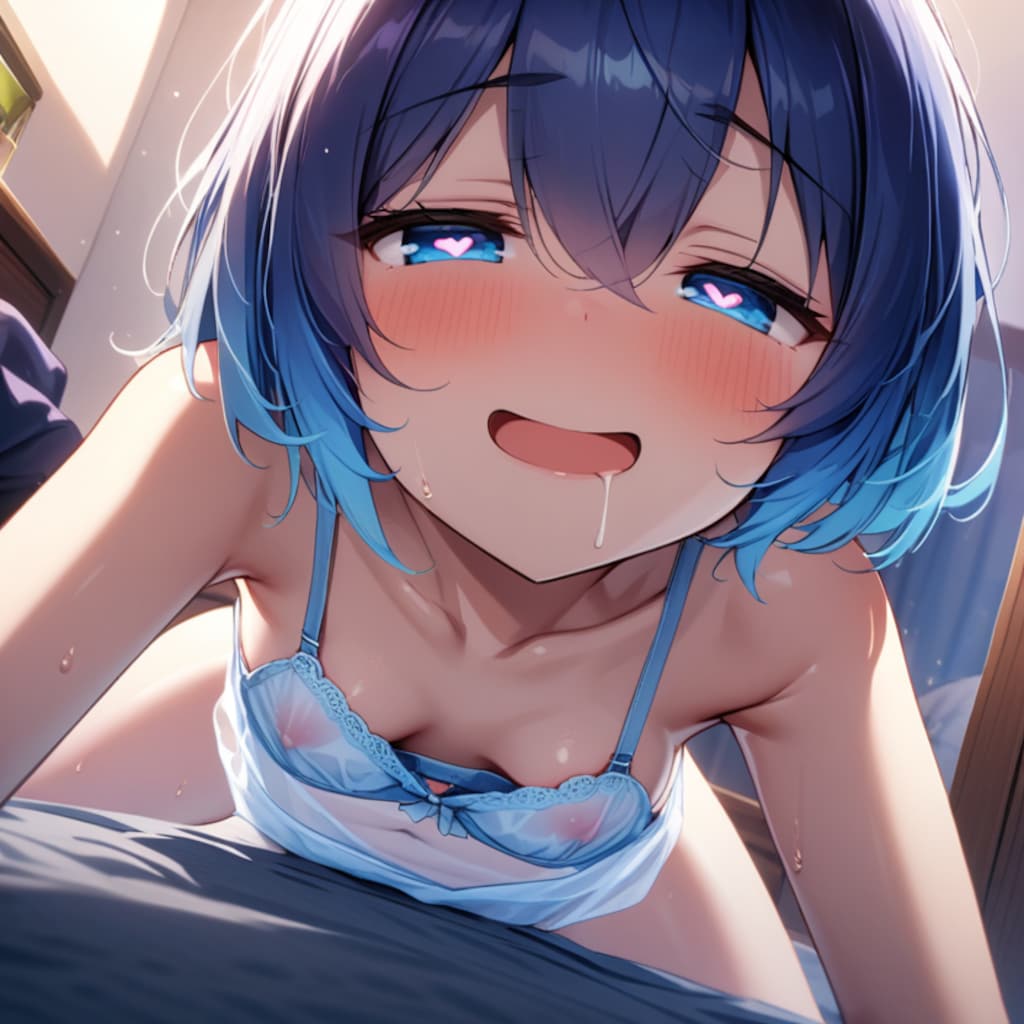 我慢できなかった青髪ちゃん