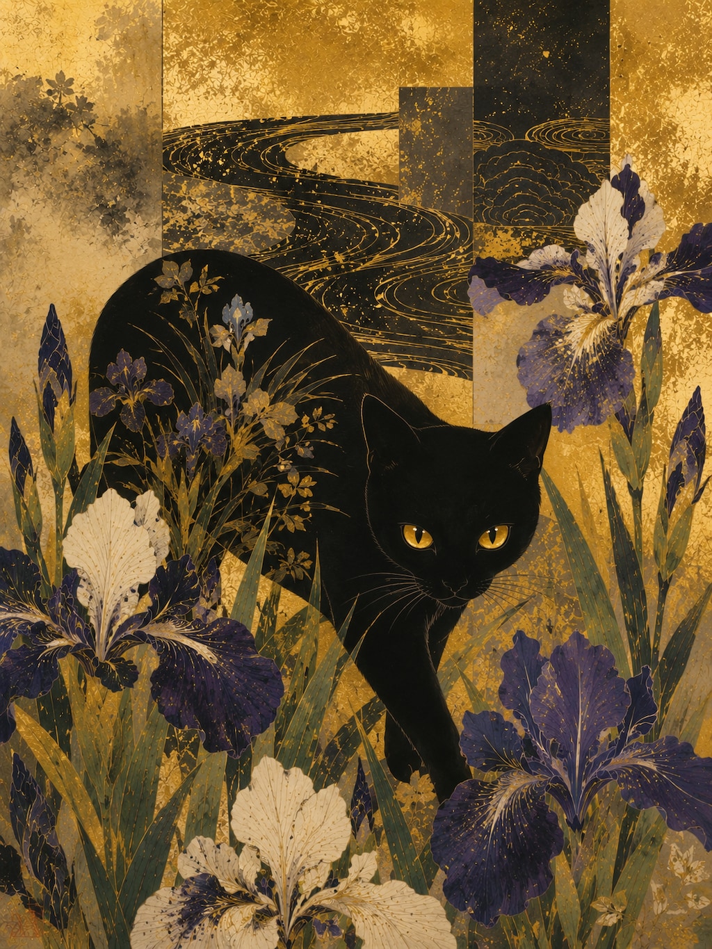 黒猫とあやめ