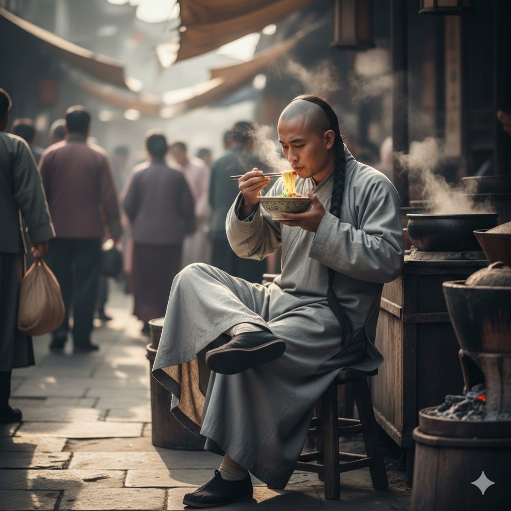 もっちり麺噛んで